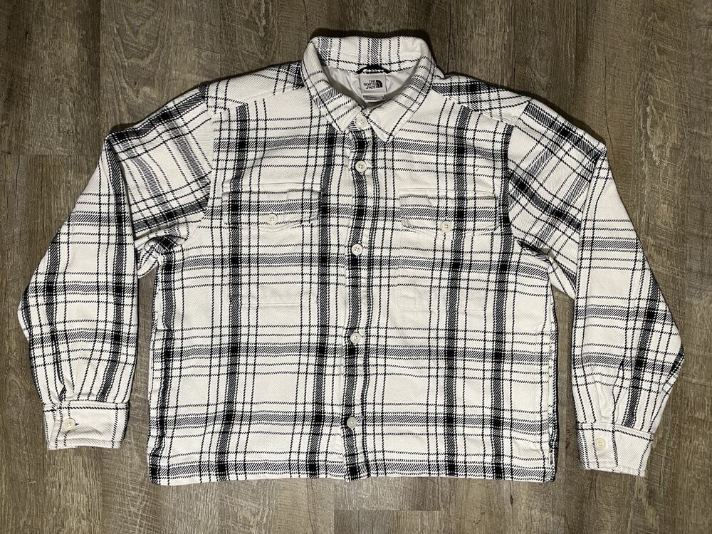 The North Face Flannel Jacket Men's M Plaid Lined Insulated Long Sleeve READ